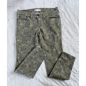 Free People Pants Women 28 Boho Aztec Southwest Print Green Gray Jeans Geometric